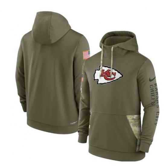 Men Kansas City Chiefs 2022 Olive Salute To Service Therma Performance Pullover Hoodie